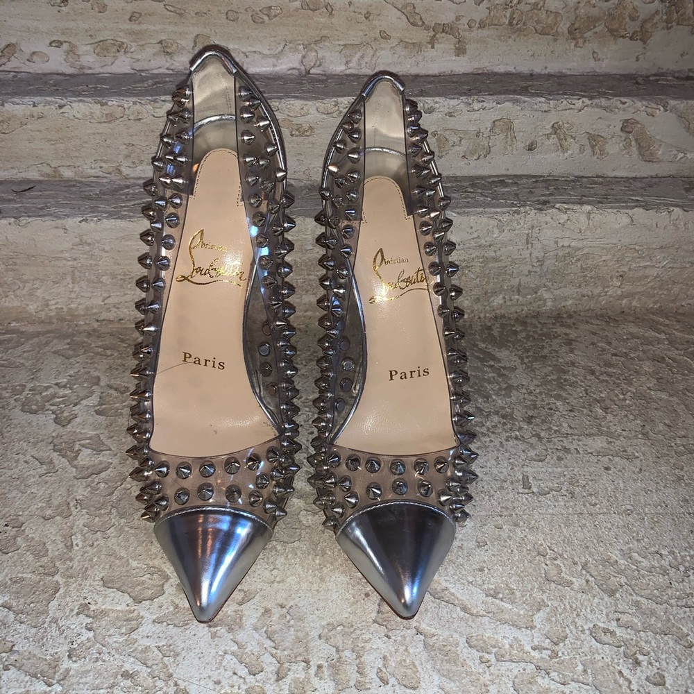 Christian Louboutin Silver Spike Heel
